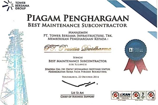 TBG 2014_Best Maintenance Subcontractor for Sulawesi